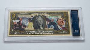 lot 364 image: President Obama Tribute $2 Bill  Authenticated