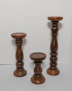 lot 370 image: Three Wooden Candle Holders