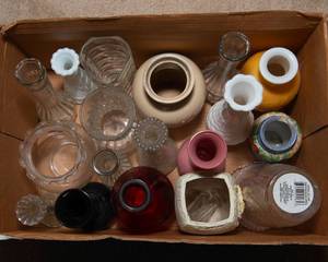 lot 409 image: Variety of Vases - Mixed Materials and Styles