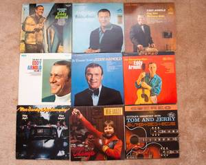 lot 451 image: Lot of 9 Vintage LP Vinyl Records  Various Artists & Genres - Eddy Arnold, Moe Bandy