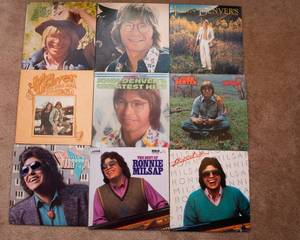 lot 457 image: Lot of 9 Vintage LP Vinyl Records  Various Artists & Genres - John Denver, Ronnie Mislap