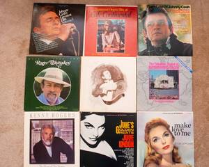 lot 484 image: Lot of 9 Vintage LP Vinyl Records  Various Artists & Genres - Johnny Cash, Kenny Rogers