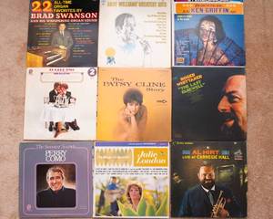 lot 485 image: Lot of 9 Vintage LP Vinyl Records  Various Artists & Genres - Patsy Cline, Roger Whittaker, Perry Como