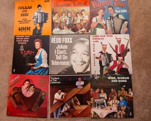 lot 534 image: Lot of 9 Vintage LP Vinyl Records - Various Artists & Genres - Redd Foxx, Polka