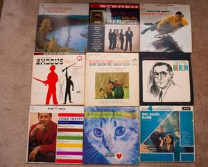 lot 455 image: Lot of 9 Vintage LP Vinyl Records  Various Artists & Genres - The Platters, Andre Previn, Robert Goulet, Irving Berlin