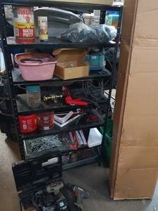 lot 55 image: Garage Lot with Tools, Hardware, and Storage shelf