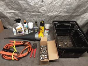 lot 74 image: Automotive Equipment Lot with Chains, Cleaner, and More