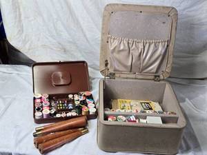 lot 18 image: Vintage Sewing Kit with Small Cabinet and Assorted Threads