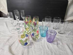 lot 29 image: Glassware Including Floral and Colored Designs