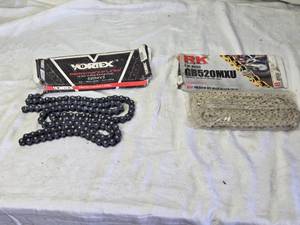 lot 39 image: Set of Vortex and RK Motorcycle Chains - Performance and Off-Road