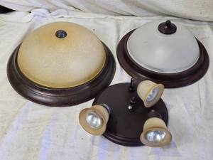 lot 49 image: Ceiling Light Fixtures with Frosted Glass and Bronze Finish