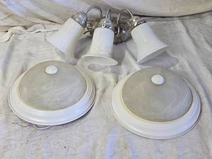 lot 50 image: Ceiling Light Fixtures and 3-Bulb Wall Fixture