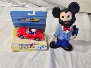 lot 69 image: Stuart Little Toy Car and Disney Mickey Mouse Figurine