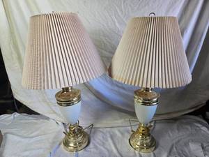 lot 109 image: Table Lamps with Pleated Shades