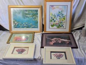lot 119 image: Framed Art Prints Including Monet Water Lilies