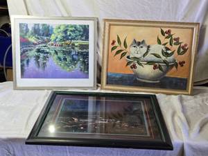 lot 128 image: 3 Framed Artworks