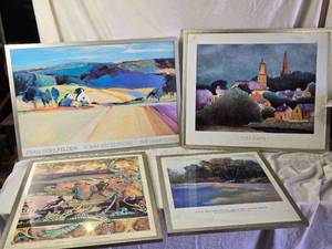 lot 129 image: Set of 4 Framed Art Prints Landscapes and Abstract - Please see description and pictures for conditions