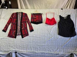 lot 154 image: Womens Clothing Items Including Kimono Jacket, Shorts, Cami, and Black Tank (Size S)
