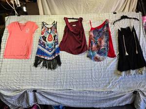 lot 179 image: Lot of 5 Womens Tops - Various Styles and Brands Wild Boho, Iris, Suzanne Betro, Glitz, New Look - Mostly Size L