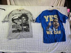 lot 206 image: Set of 2 Graphic T-Shirts Featuring Barack Obama and Michael Jackson