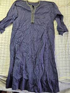 lot 210 image: Mens Blue Traditional Tunic with Embroidered Collar - 55 Long