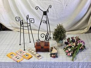 lot 226 image: Home Decor Items including Candle Holders and Faux Plants