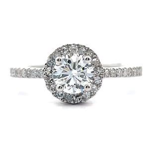 NEW 1 Carat Round Pav�Diamond Halo Ring in 18k White Gold $2,250 Retail VIDEO
