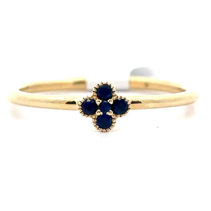 NEW 0.10 Carat Blue Sapphire Flower Stacking Ring in 14k Yellow Gold Retail $775