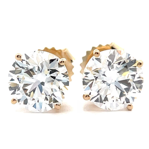 NEW 4 Carat Round Brilliant Cut Solitaire Stud Earrings in 14k Yellow Gold w EGL Report $4,800 Retail VIDEO