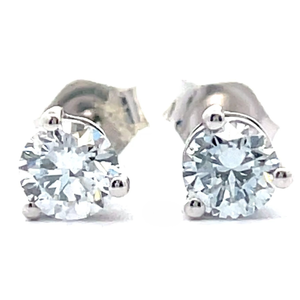 NEW 0.50 Carat Round Diamond Solitaire Stud Earrings in 14k White Gold w EGL Report