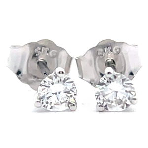 NEW 0.25 Carat Diamond Round Solitaire Stud Earrings in 14k White Gold w EGL Report