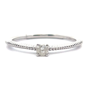 Petite 0.11 Carat Diamond Solitaire Ribbed Texture Ring in 14k White Gold