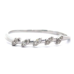 NEW 0.10 Carat Diamond Leaf Stacking Ring in White Gold