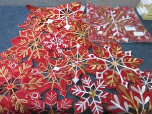 lot 134 image: 2 Embroidered Holiday13x69 inch Run...