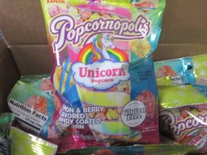 lot 243 image: 12- 2.65 oz Popcornopolis Unicorn P...