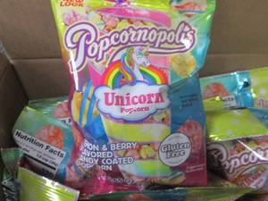 lot 244 image: 12- 2.65 oz Popcornopolis Unicorn P...