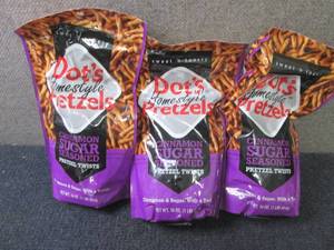 lot 274 image: 3- 16 oz Dots Cinnamon Sugar Pretz...