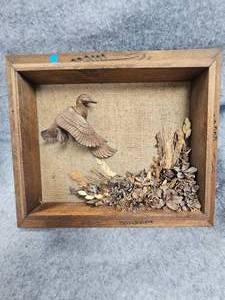 lot 24 image: Wood Carved Mallard Display Framed