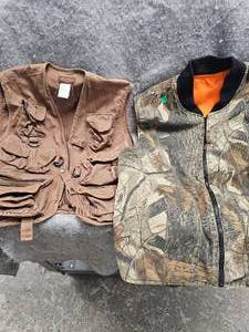 lot 141 image: Hunting Vests, 1-Medium Brown and 1-CamoOrange,XXl