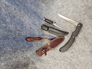 lot 153 image: Fixed Knives, Roku and Fillet Folding Knife