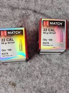 lot 201 image: Hornady 68ga Match HP, 100rd boxes
