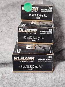 lot 236 image: 3 Boxes CCI Brass 45 ACP FMJ