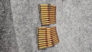 lot 208 image: 50rds- 30Cal Carbine, 5-10rd Stripper clips Full, from Korean War