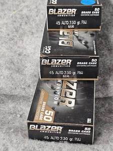 lot 251 image: 3 Boxes CCI Brass 45 ACP FMJ