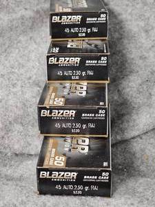 lot 263 image: 4 Boxes CCI Brass 45 ACP FMJ