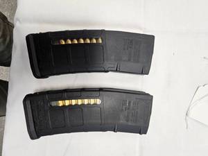 lot 281 image: 2-30rd Mag pull, Window Mags AR15 wAmmo (60rds)