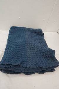 lot 210 image: navy blue knitted Afghan