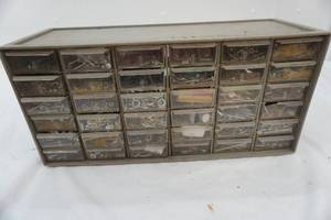 lot 393 image: small parts organizer & contents
