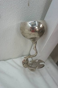 lot 453 image: antique toothbrush holder & cup 6.5 tall
