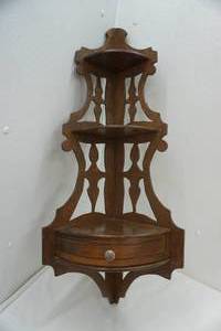 lot 482 image: corner shelf with drawer 33 tall